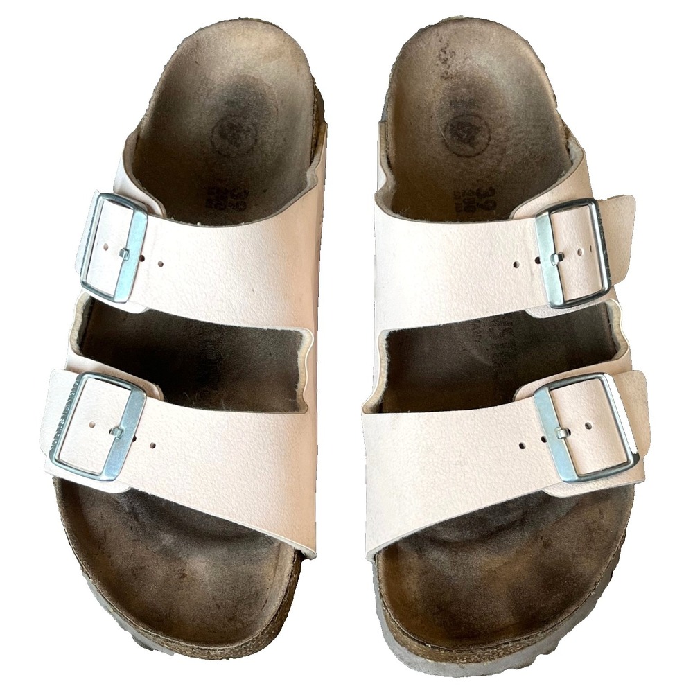 Birkenstock Arizona Slide Sandals Light Pink Vegan Birko Flor Womens 8-8.5 EU 39